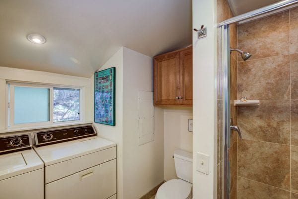 Bathroom with Shower and Laundry Area
